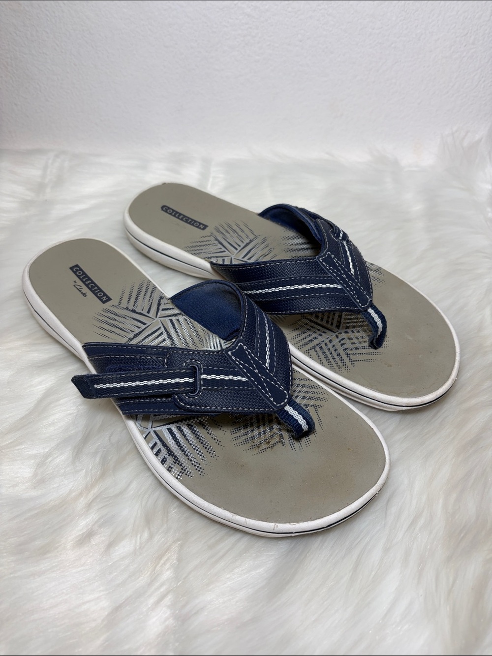 Collection by Clarks Navy Blue Cross Flip Flop Sandals